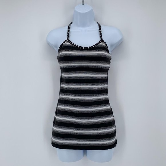 lululemon athletica Tops - Lululemon Women's Power Y Luon Capilano Stripe Black White Tank Size 4